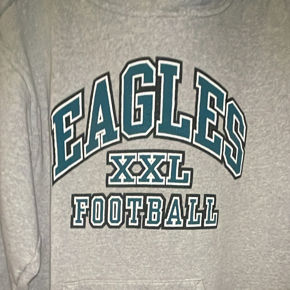 Vintage Boys Philly Philadelphia Eagles Grey Hoodie Youth Boys XL (16/18) - Picture 4 of 7